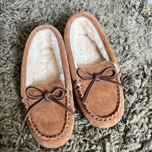Crewcuts Brown Suede Moccasin Slippers